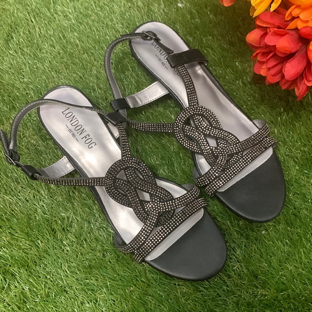 London Fog Women Macey Demi-Wedge Dress Sandals.